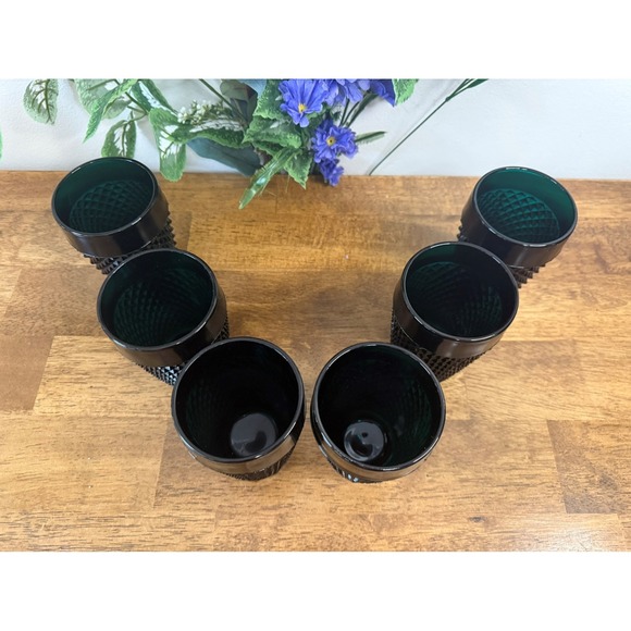 Vintage Indiana Glass Tiara Cameo Black Amethyst Tumblers‎ 6 MCM Glassware - Picture 4 of 6